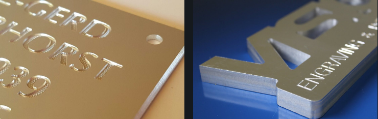 Aluminium engraved and cut with a CNC machine