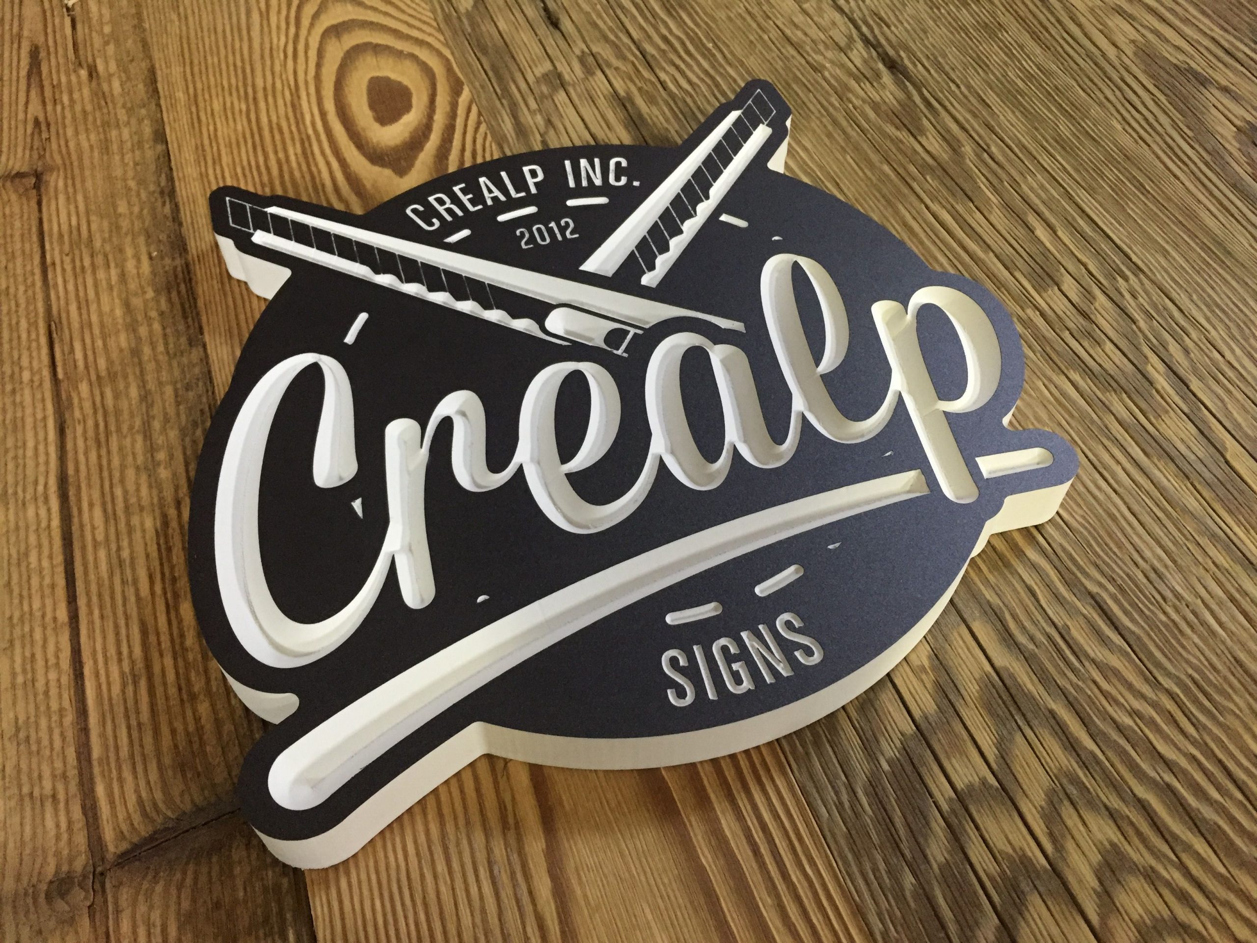 Plastic sign made with a CNC machine