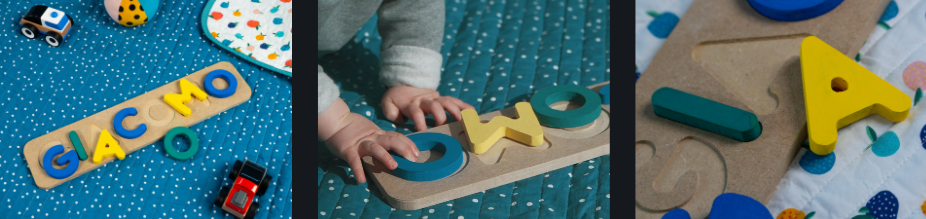 Wooden puzzle name made with a CNC machine