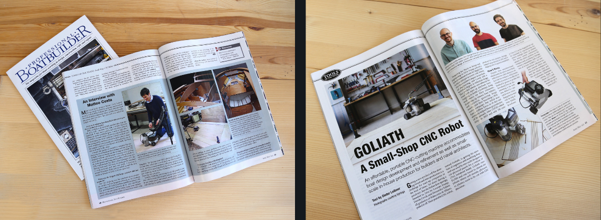 Professional Boatbuilder Magazine with an article about Goliath CNC